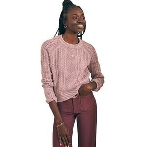 Faherty Sunwashed Cable Crew Sweater In Sea Fog Organic Cotton XXL
